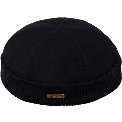 Sterkowski Navy Watch | Wolle Beanie Kappe für Herren und Frauen | Docker Cap Leon der Profi Beanie Herren Fahrrad Mütze Kapitänsmütze Herren Wintermütze Herren 56 cm Schwarz von Sterkowski