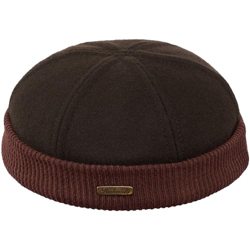 Sterkowski Navy Watch | Wolle Beanie Kappe für Herren und Frauen | Docker Cap Leon der Profi Beanie Fahrrad Mütze Kapitänsmütze Wintermütze 61 cm Braun von Sterkowski