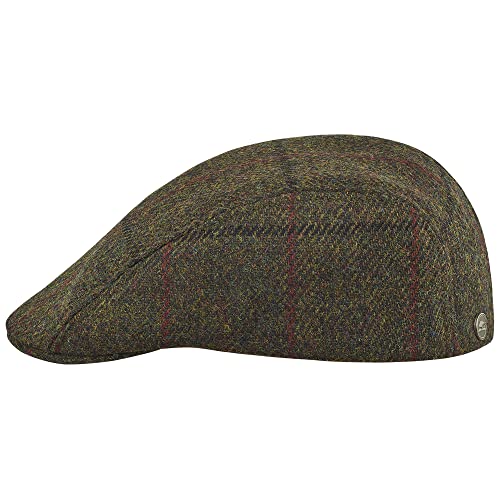 Sterkowski Norte Schirmmützen Für Herren | Harris Tweed Schiebermütze Wolle | Flatcap Herren Schlägermütze Herren Gatsby Mütze Herren Schirmmütze Mit Ohrenklappen Herren 54 cm Khaki/Rot von Sterkowski