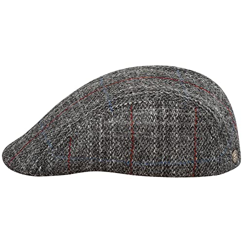 Sterkowski Norte Harris Tweed Schiebermütze Mit Ohrenklappen | Herren Flatcap Schirmmütze Wolle Schlägermütze 61 cm Graues Karomuster von Sterkowski