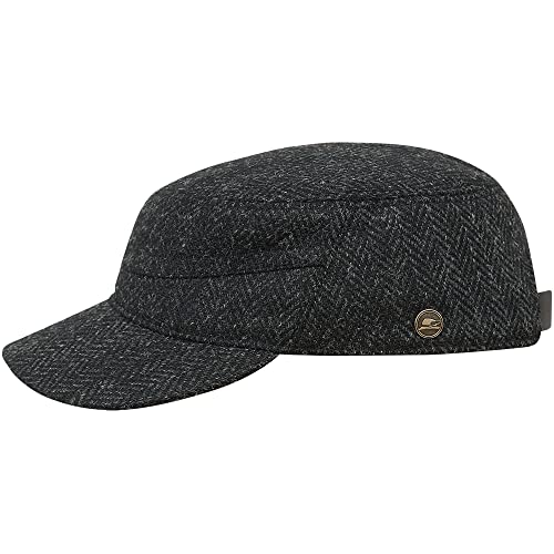 Sterkowski Patrol Mütze | Harris Tweed Schiebermütze für Herren | Schirmmütze Herren Military Cap Herren Flatcap Herren Outdoor Cap Outdoor Kappen für Herren 56-57 cm Anthrazites von Sterkowski