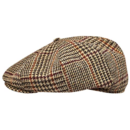 Sterkowski Peaky Style | Harris Tweed Schiebermütze für Herren | Cabrio Mütze Gatsby Cap 62 cm Beige Kariert von Sterkowski