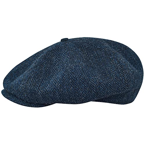 Sterkowski Peaky Style | Harris Tweed Schiebermütze für Herren | Schiebermütze Herren Cabrio Mütze Herren Schirmmützen für Herren Gatsby Cap 57 cm Blau/Schwarz von Sterkowski