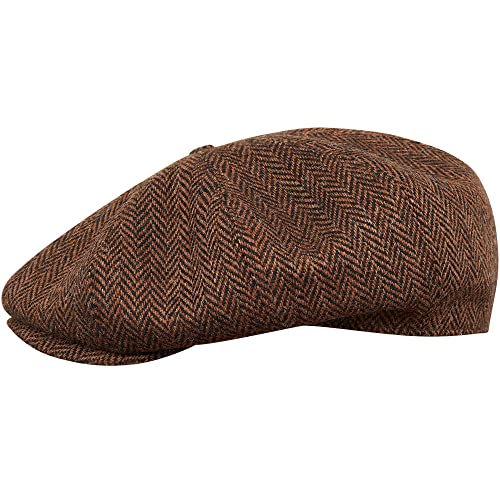 Sterkowski Peaky Style | Harris Tweed Schiebermütze für Herren | Schiebermütze Herren Cabrio Mütze Herren Schirmmützen für Herren Gatsby Cap Braun/Schwarz 57 cm von Sterkowski