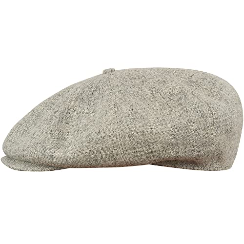 Sterkowski Peaky Style | Harris Tweed Schiebermütze für Herren | Cabrio Mütze Gatsby Cap 57 cm Hellgraumeliert von Sterkowski
