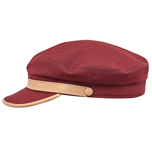 Sterkowski Ringo Mütze | Gewachste Baumwolle Schirmmütze für Herren und Damen | Fischerhut Herren Schirmmütze Damen Elbsegler Mütze Herren Schiffermütze Herren Fiddler Cap 61 cm Rot/Braun von Sterkowski