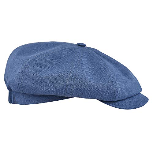 Sterkowski Rowdy Flat Cap für Damen und Herren | 100% Leinen Newsboy Cap | Elegante 8 Panel Gatsby Cap, Hell, blau, 60 EU von Sterkowski