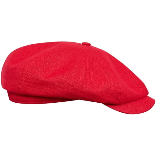 Sterkowski Rowdy Flatcap Herren Sommer | Leinen Elegante Herrenmütze | Retro Schiebermütze Herren Modische Schiebermütze Outdoor Kappe Damen Stylische Sommermütze Herren 58 cm Rot von Sterkowski