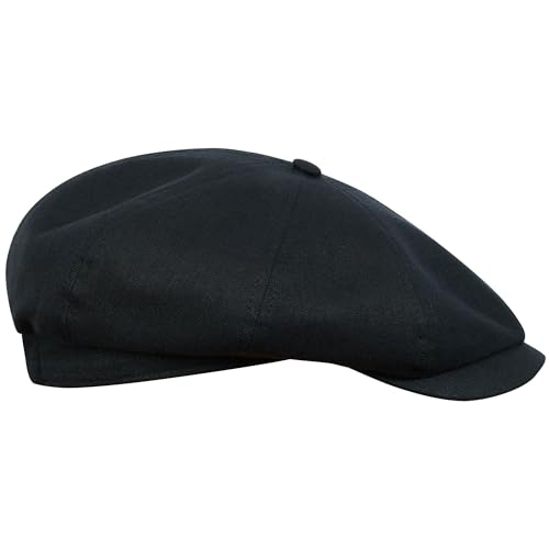 Sterkowski Rowdy Schiebermütze Männer | Leinen Herren Sonnenhut | Vintage Flatcap Schlägermütze Herren Sommer Herren Kopfbedeckung Sommer Elegante Herrenmütze Leinenkappe Herren 57 cm Schwarz von Sterkowski