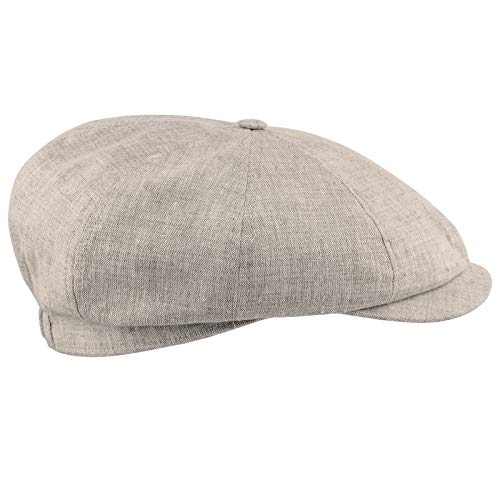 Sterkowski Rowdy Herren Mütze Schiebermütze | Leinen Retro Schiebermütze Herren | Sommermütze Herren Leichte Sommermütze Herren Sonnenhut Vintage Flatcap Baker Boy Hut Herren Trendmütze 55 cm Beige von Sterkowski