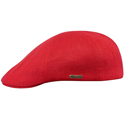 Sterkowski Rusty Duckbill Mütze | 100% Naturleinen Schiebermütze für Herren und Damen | Leichte Sommer Cabrio Flatcap Newsboy Gatsby Golf Cabrio Kappe Vintage Leichte Sonnen Schirm Rot 56 von Sterkowski