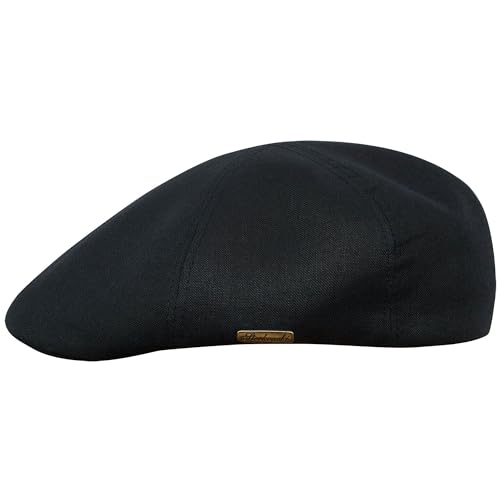 Sterkowski Rusty Duckbill Mütze | 100% Naturleinen Schiebermütze für Herren und Damen | Leichte Sommer Cabrio Flatcap Newsboy Gatsby Golf Cabrio Kappe Vintage Leichte Sonnen Schirm Schwarz 55 von Sterkowski