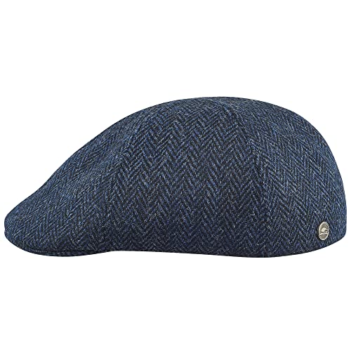 Sterkowski Rusty Schlägermütze Herren | Harris Tweed Schiebermütze Herren Tweed | Newsboy Cap Herren Flatcap Herren Schiebermütze Winter Baskenmütze Herren Irische Mütze Herren 58 cm Blau/Schwarz von Sterkowski