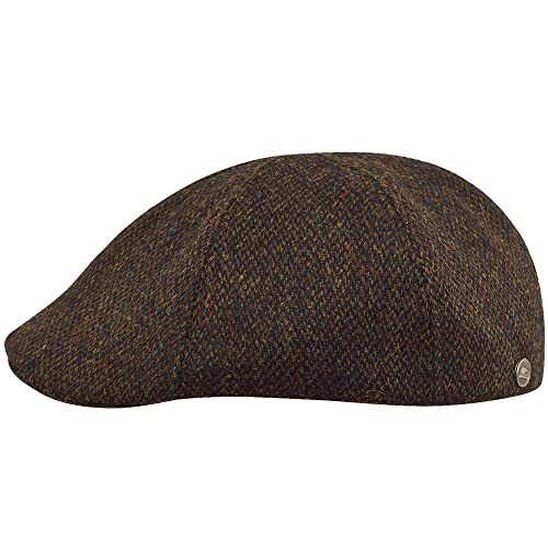 Sterkowski Rusty Schiebermütze Herren Tweed | Harris Tweed Flatcap Herren | Schirmmützen Herren Newsboy Cap Herren Gatsby Mütze Herren Schiebermütze Winter Cabrio Mütze Herren 57 cm Schwarz/Gelb von Sterkowski