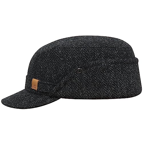 Sterkowski Sawyer Skimütze | Harris Tweed Schiebermütze für Herren | Trucker Cap Herren Army Cap Herren Schirmmützen für Herren Wintermütze Herren Schildmütze Herren Schwarz/Anthrazites 62 von Sterkowski