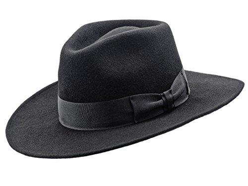 Sterkowski Schafwolle Fedora Filzhut Vintage Chicago Hut 58 cm Schwarz von Sterkowski