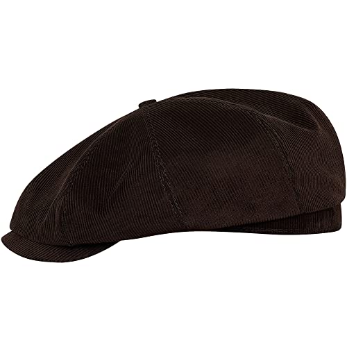 Sterkowski Shelby Mütze | 100% Baumwollkord Schiebermütze für Herren | Schiebermütze Herren Schirmmütze Herren Ballonmütze Herren Gatsby Mütze Paperboy Cap Newsboy Cap Braun 56 cm von Sterkowski