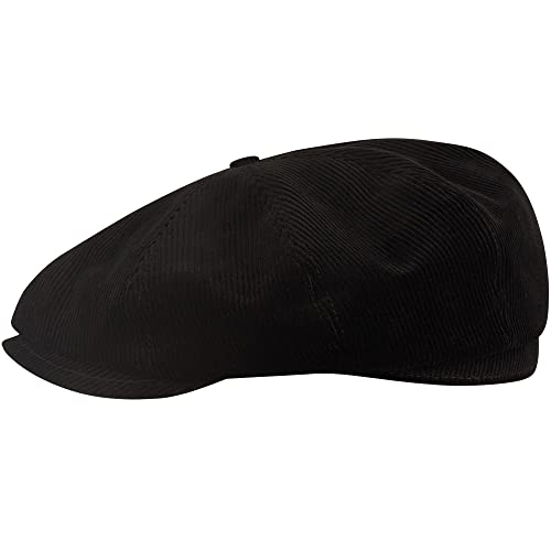 Sterkowski Shelby Mütze | 100% Baumwollkord Schiebermütze für Herren | Schiebermütze Herren Schirmmütze Herren Ballonmütze Herren Gatsby Mütze Paperboy Cap Newsboy Cap Schwarz 59 cm von Sterkowski