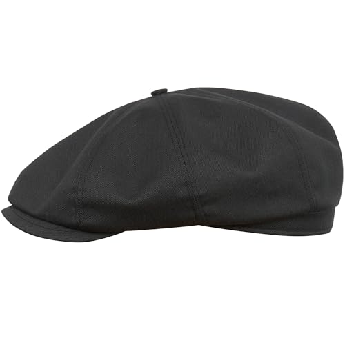 Sterkowski Shelby Mütze | Gewachste Baumwolle Schiebermütze für Herren | Schiebermütze Herren Schirmmütze Herren Ballonmütze Herren Gatsby Mütze Paperboy Cap Newsboy Cap 58 cm Schwarz von Sterkowski