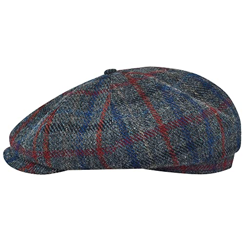 Sterkowski Shelby Mütze | Tweed Schiebermütze für Herren | Schiebermütze Herren Schirmmütze Herren Ballonmütze Herren Gatsby Mütze Paperboy Cap Newsboy Cap 57 cm Grau/Blau/Rot von Sterkowski