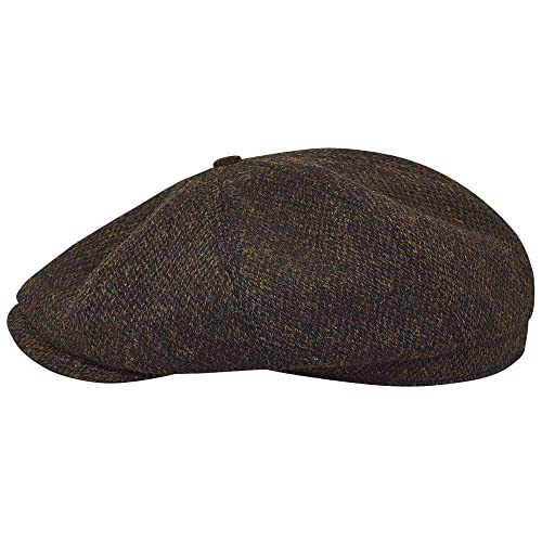 Sterkowski Shelby Mütze | Tweed Schiebermütze für Herren | Schiebermütze Herren Schirmmütze Herren Ballonmütze Herren Gatsby Mütze Paperboy Cap Newsboy Cap 62 cm Schwarz/Gelb von Sterkowski