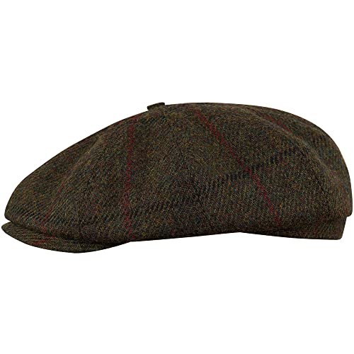 Sterkowski Shelby Mütze | Tweed Schiebermütze für Herren | Schiebermütze Herren Schirmmütze Herren Ballonmütze Herren Gatsby Mütze Paperboy Cap Newsboy Cap Grün/Rot Kariert 54 cm von Sterkowski