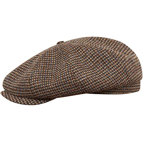 Sterkowski Shelby Mütze | Tweed Schiebermütze für Herren | Schiebermütze Herren Schirmmütze Herren Ballonmütze Herren Gatsby Mütze Paperboy Cap Newsboy Cap Blau/Braun 58 cm von Sterkowski