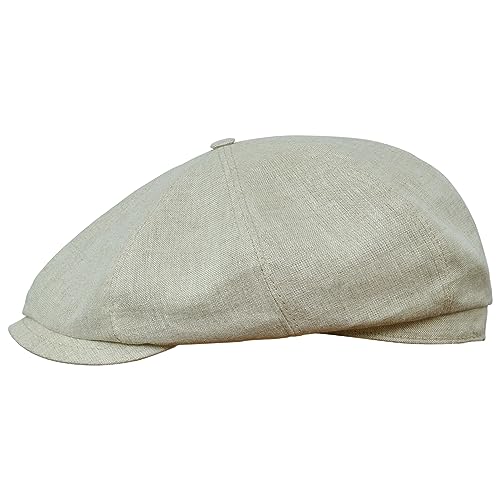 Sterkowski Shelby Flatcap Herren | Leinen Ballonmütze Herren Und Damen | Newsboy Cap Sommer, Schiebermütze Herren Leinen, Thomas Shelby Mütze, Schirmmützen Herren, Sommer Flatcap Beige 55 cm von Sterkowski