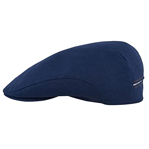 Sterkowski Derby Mütze | 100% Leinen Schiebermütze Herren Sommer Flat Cap Flatcap Herren Barett Herren Herren Schirmmütze Kopfbedeckung Herren Sommer Cabrio Kopfbedeckung 57 cm Marineblau von Sterkowski