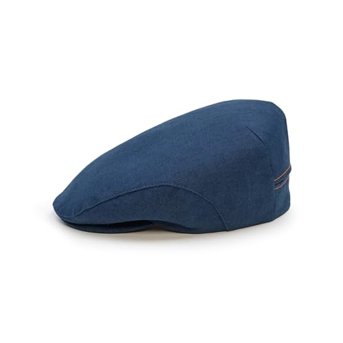 Sterkowski Derby Flatcap | 100% Leinen Super Leicht Herren Sommer Schiebermütze | Gatsby Sonnen Kappe Vintage Fisherhut Golf Cap Urbane Klassische Trendmütze Damen Retro Trucker Marineblau 57 von Sterkowski