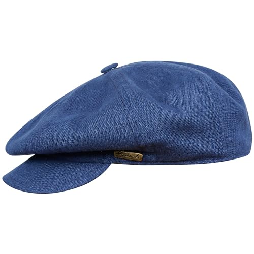 Sterkowski Vigo Leichte Schirmmütze Herren | Linen Sommer Schirmmütze | Retro Schiebermütze Herren Leinen Mütze Casual Leinenmütze Herren Sommerkopfbedeckung Stylische Unisex Mütze 60 cm Blau von Sterkowski