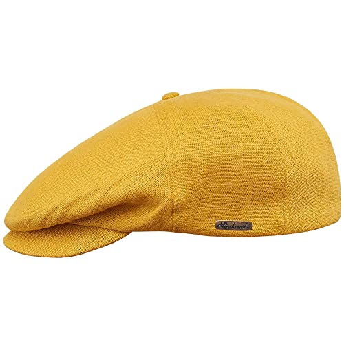 Sterkowski Swede Mütze | 100% Naturleinen Schiebermütze für Herren und Frauen | Cabrio Mütze Schiebermütze Herren Sommer Flatcap Herren Sommer Schlägermütze Herren 54 cm Hellgelb von Sterkowski