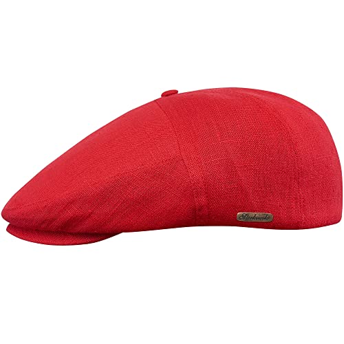 Sterkowski Swede Mütze | 100% Naturleinen Schiebermütze für Herren und Frauen | Cabrio Mütze Schiebermütze Herren Sommer Flatcap Herren Sommer Schlägermütze Herren 54 cm Rot von Sterkowski