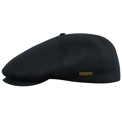 Sterkowski Modell Swede | 100% Naturleinen Schiebermütze für Herren und Frauen | Cabrio Sommer Flatcap Irische Retro Newsboy Hut Outdoor-Hut Gastby Klassische Golf Leichte Schwarz 59 von Sterkowski
