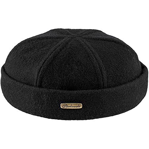 Sterkowski Docker Mütze | Wolle Beanie Kappe für Herren und Frauen | Leon der Profi Cap | Fahrrad Mütze | Kapitänsmütze | Wintermütze | Outdoor Hut 56 cm Schwarz von Sterkowski