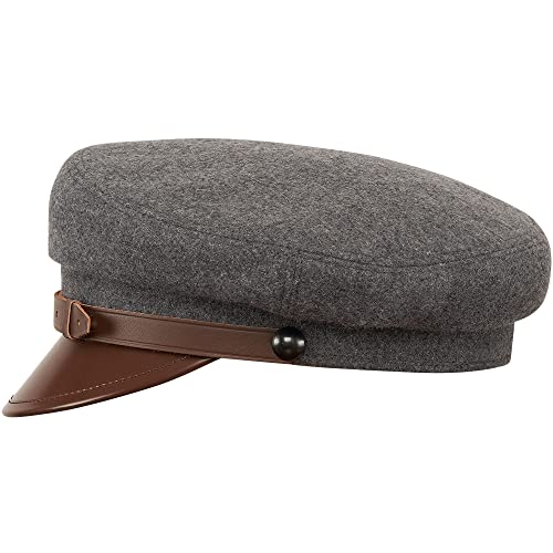 Sterkowski Maciejowka Model 1 Mütze | Wolle Schirmmütze für Herren und Frauen | Schirmmütze Herren Elbsegler Mütze Herren Schirmmütze Damen Chauffeur Mütze Visor Cap Damen 57 cm Grau/Braun von Sterkowski