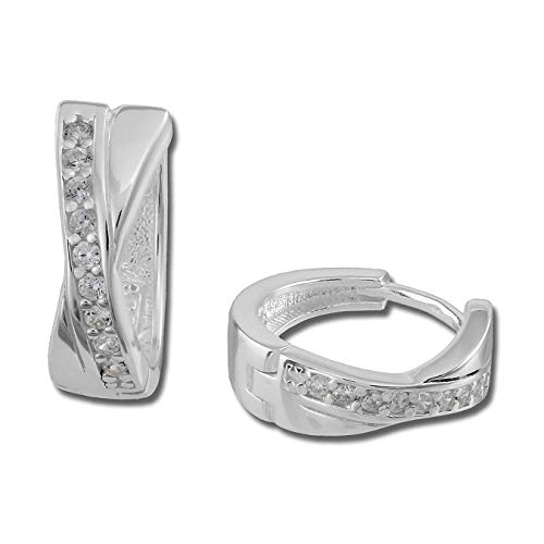 SilberDream Creolen 15mm weiß Ohrringe Silber X-Form Zirkonia Damen D1SDO380W von SterlinX