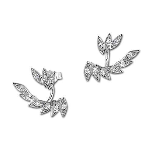 SilberDream Ohrstecker Dangle Ear Cuff Blätter weiß 925 Silber Ohrringe D1GSO450W von SterlinX