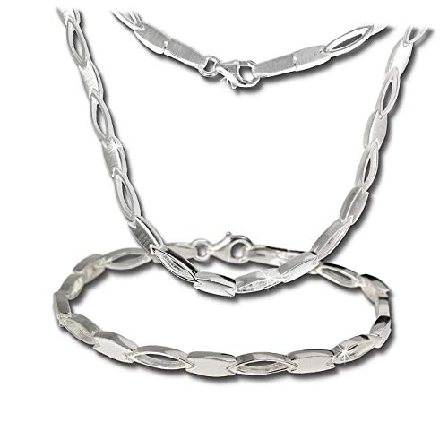 SilberDream Schmuck Set Collier & Armband für Damen oval matt Silber D1SDS403 von SterlinX