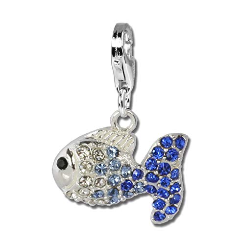 SilberDream blau Charm Fisch Swarovski Elements Silber Charms Anhänger D3GSC001 Silber Charmsschmuck für die Frau, für Jugendliche von SterlinX