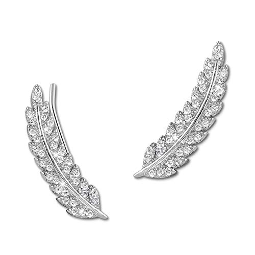 SilberDream weiß Ohrringe Ear Cuff Feder Zirkonia 925 Silber Ohrklemmen D3GSO465W von SterlinX