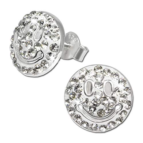 SilberDream weiß Ohrringe Smiley Zirkonia Damen 925 Silber Ohrstecker D3GSO218W Silber Ohrschmuck für die Frau von SterlinX