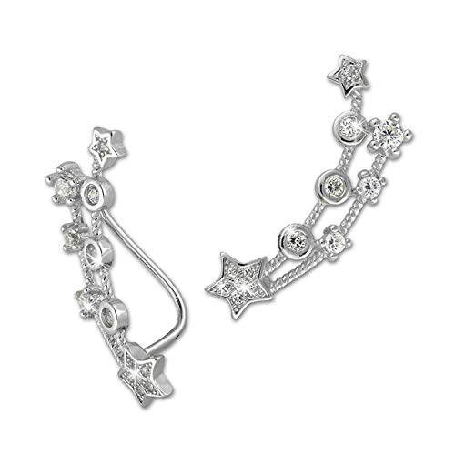 SterlinX Ohrringe Ear Cuff Damen Ohrklemme aus 925er Sterling Silber mit Zirkonia Steinchen Motiv Sternenschweif D1GSO418W von SterlinX