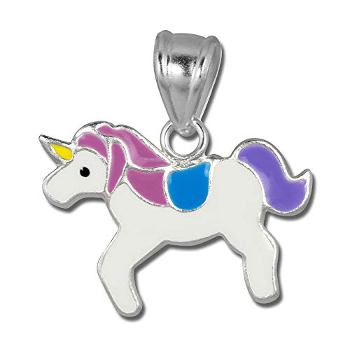 Teenie-Weenie Anhänger Kinder Silber Schmuck lila blau Einhorn Emaille D1SDH8105W von SterlinX