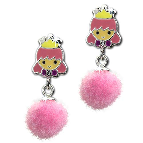 Teenie-Weenie Kinder Ohrringe Prinzessin Bommel Ohrstecker 925 Silber D1SDO8555A 925er Sterling Silber Ohrschmuck von SterlinX für die Kinder von SterlinX
