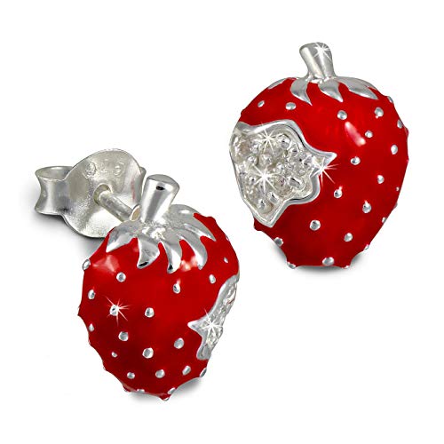 Teenie-Weenie Ohrstecker rote Ohrringe Sterlingsilber Erdbeere Kinder D1SDO8115R von SterlinX