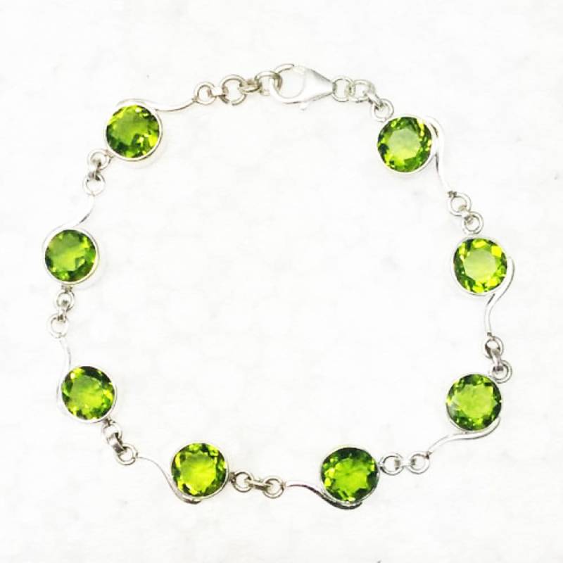 925 Sterling Silver Peridot Bracelet Handmade Birthstone Jewelry Adjustable Size von SterlingBirthstones