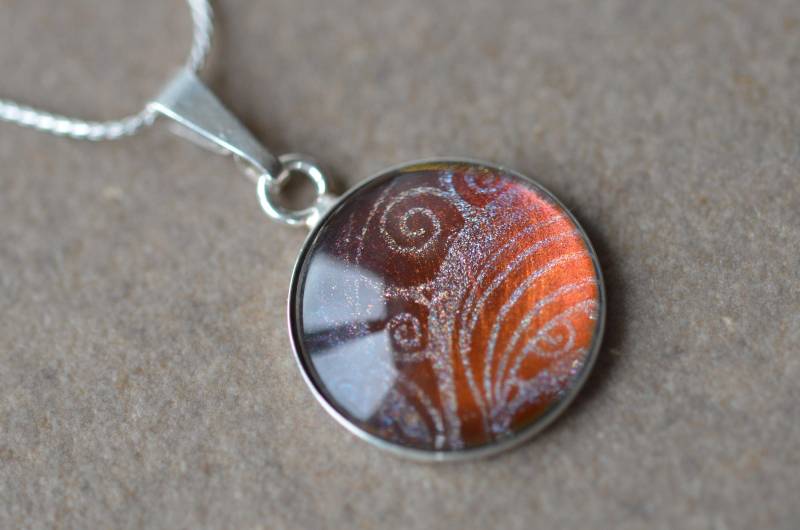 Sterlingsilber Und Rote Halskette Abstrakter Anhänger Sterling Silber Hängende Swirl Abstrakt, Ag925 von SterlingChameleon