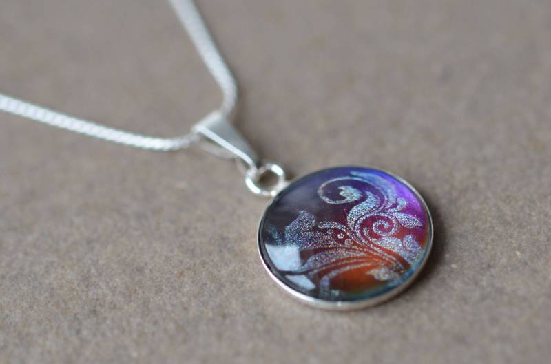 sterling Silber Anhänger Halskette Und Lila Hängend Ag925 von SterlingChameleon