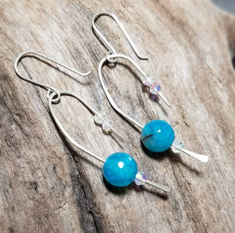 45 % Rabatt Auf Blaue Sphear Baumelt, Chalcedon Blau Ohrringe, Handgefertigte Einzigartige Ohrringe 45 % Rabatt Auf Blaue Sphear Baumelt, Chalcedon Blau Ohrringe, Handgefertigte Einzigartige Ohrringe von SterlingEssence